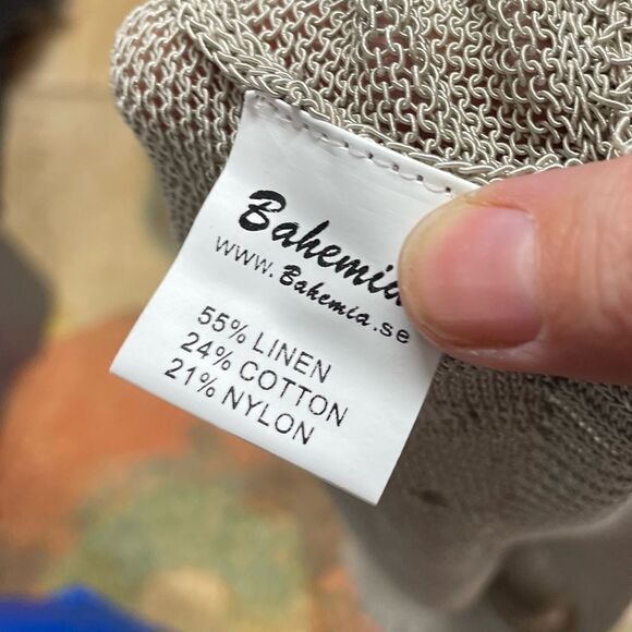 Bohemia Distressed Linen Blend Asymmetrical Scoop Neck Sweater - Picture 7 of 8